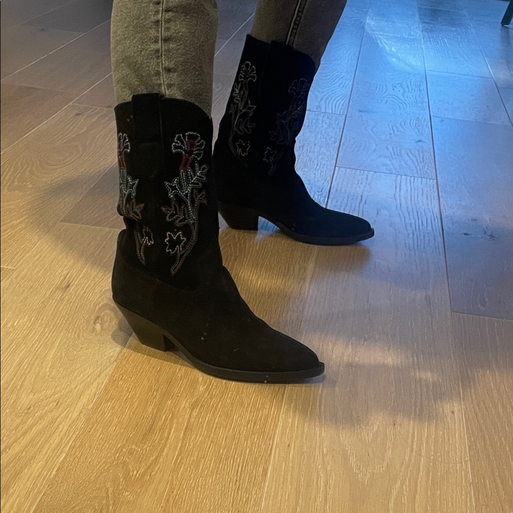 Isabel Marant Embroidered Black Western Boots - Picture 4 of 11